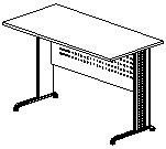 Стол прямоугольный на металлических опорах, экран металл